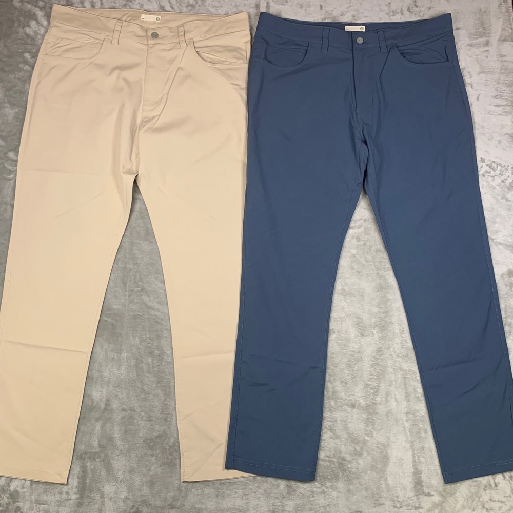 Tasc Performance Motion Pant Tailored Fit Slim 35x30 Lot of 2 Tan Blue TM672